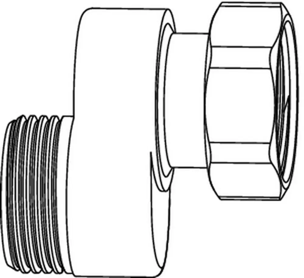 Anschlussstück mit männlichem Gewinde und einer kegelförmigen Dichtung auf einer Seite, hergestellt von IMI Hydronic Engineering. Geeignet für Installationen in Heizungsanlagen.